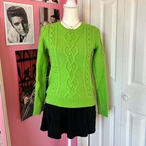 Y2K Gap Green Pullover Cable Knit Sweater Size S